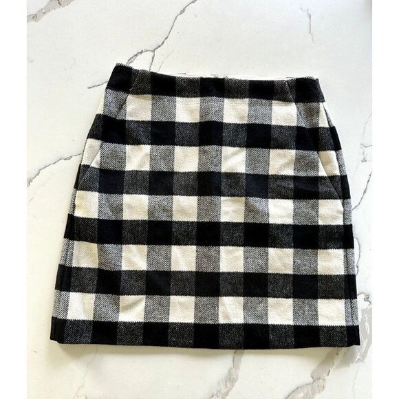 Loft NWT Checked Pocket Flannel Skirt in Black/White Size 2 - Picture 2 of 4